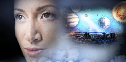 Poster - Composite image of composite image of solar system against white