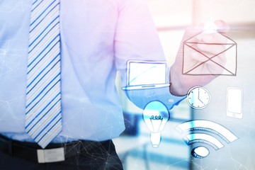 Poster - Composite image of concentrated businessman writing with marker