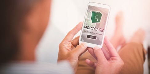 Poster - Composite image of digital image of mortgage text with icon and