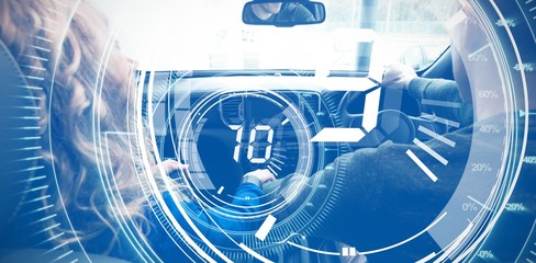Poster - Composite image of interface dial countdown with timer in blue