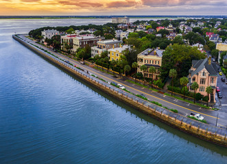 Charleston from the air - with blue water