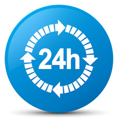 24 hours delivery icon cyan blue round button