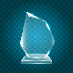 Poster - Transparent Shining Blank Vector Acrylic Crystal Glass Trophy Award template