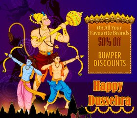 Poster - Lord Rama killing Ravana during Dussehra festival of India