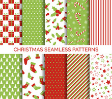 Christmas Seamless Patterns Vector Set