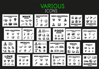 Wall Mural - Mega collection of black web icons