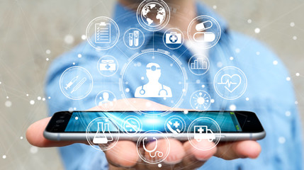 Leinwandbilder - Businessman using modern medical interface 3D rendering