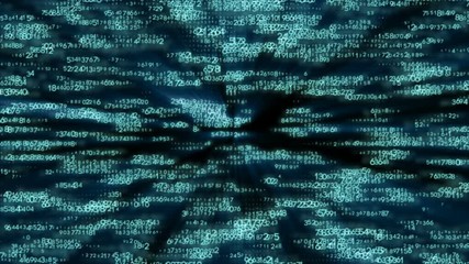 Poster - Animation of programming on abstract digital screen.