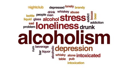 Poster - Alcoholism animated word cloud, text design animation.