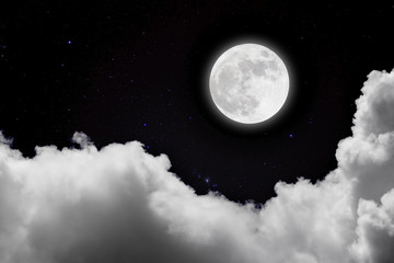 Wall Mural - full moon over cloud background. romantic concept.
