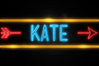 Kate  - fluorescent Neon Sign on brickwall Front view