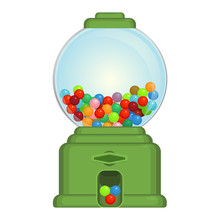Gumball Machine Toy Or Commercial Device, Which Dispenses Round Gumballs