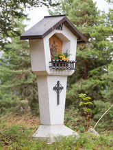 Typical Old Christian Wayside Shrine At A Country Road