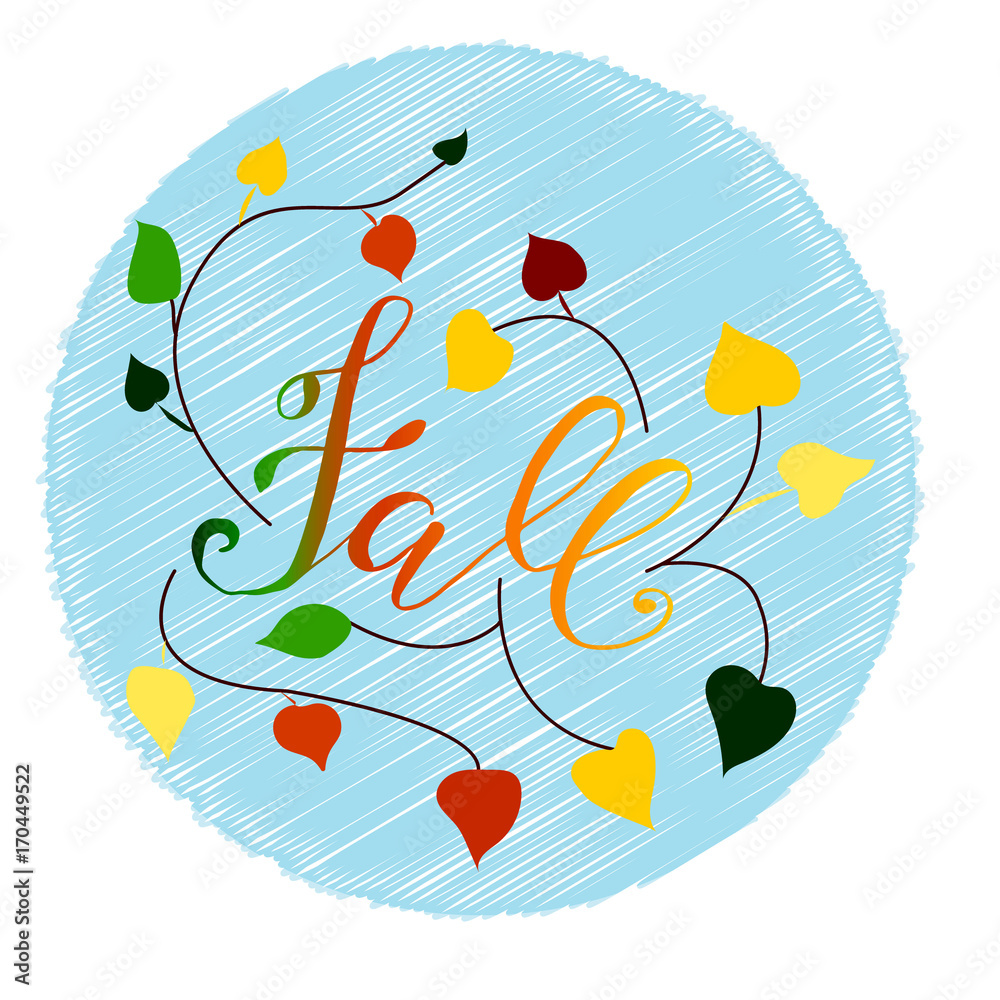 Fall Title Autumn,full leaves poster with Lettering.Vector autumnal leaves ...