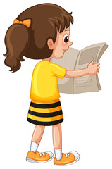 Poster - Little girl readin newspaper