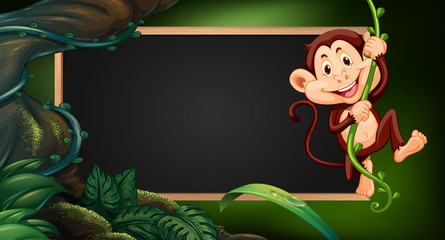 Poster - border template wtih monkey on vine