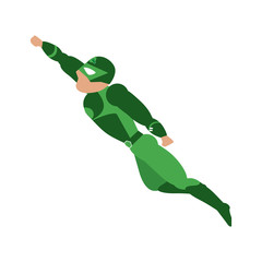 Sticker - superhero with green uniform flying  avatar icon image vector illustration design 