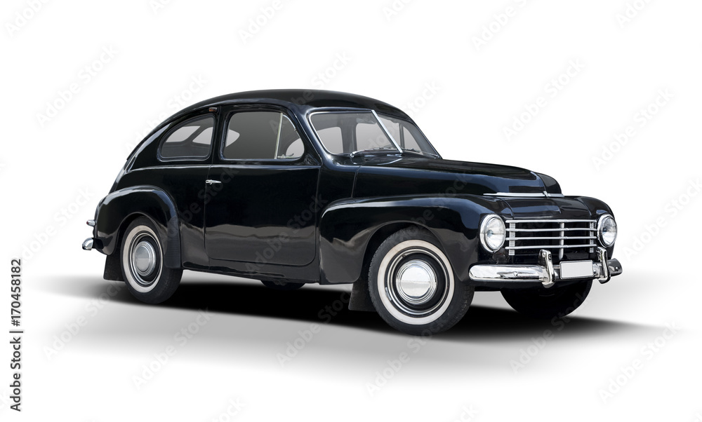 Classic car side view isolated on white Stock Photo | Adobe Stock