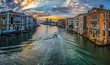 Italy beauty, early morning view from famous canal wooden bridge Accademia in Venice , Venezia