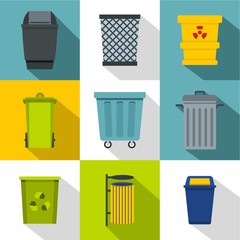 Poster - City urn icon set, flat style