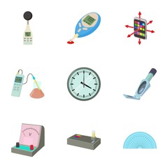 Poster - Measuring device icons set, cartoon style
