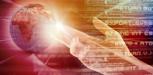 Poster - Composite image of cropped hand of woman