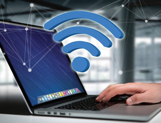 Poster - Wifi symbol displayed on a futuristic interface - Connection and internet concept