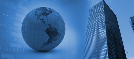 Poster - Composite image of 3d illustration of blue globe
