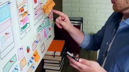 Creative UX designer doing usability research for mobile application
