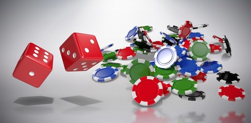 Poster - composite image of composite 3d image of red dice
