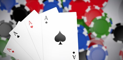 Poster - composite image of digital image playing cards