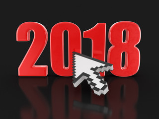 Fototapete - Cursor and 2018. Image with clipping path