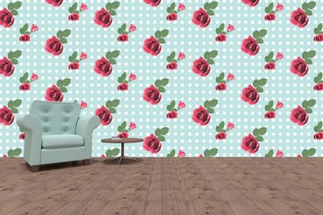 Poster - Composite image of empty armchair by table