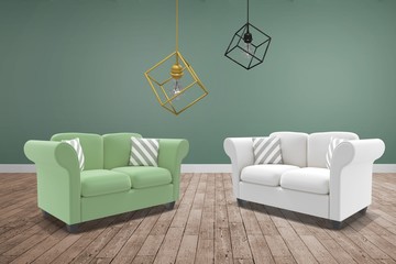 Poster - Composite image of 3d image of pendant light
