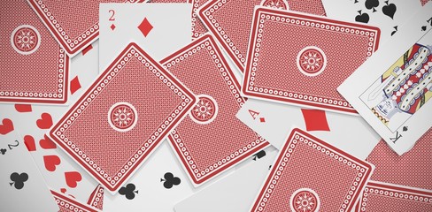 Poster - 3D image of playing cards scattered 