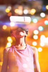 Poster - Composite image of boy wearing virtual reality glasses
