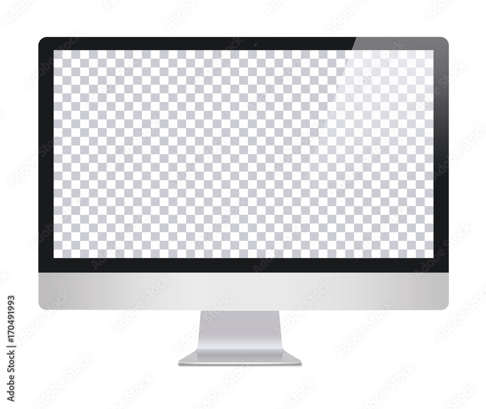 Monitor in imac style with blank screen, isolated on white background. Monitor with transparent monitor, screen. Monitor with blank screen isolated . Computer screen - vector illustration.Imac copy 
 - obrazy, fototapety, plakaty 