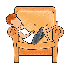 Canvas Print - man sleeping on sofa vector illustration design