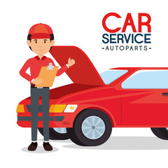 Sticker - car service autoparts concept vector illustration graphic design