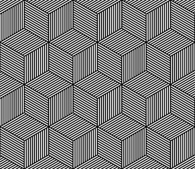 Aufkleber - Seamless vector pattern texture with abstract hexagon grid 3d cube structure.