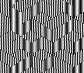 Seamless vector pattern texture with abstract hexagon grid 3d cube structure.