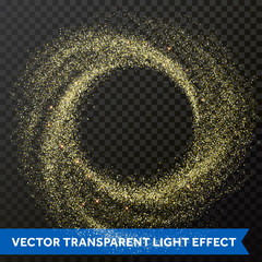 Aufkleber - Gold particle swirl circle effect. Vector golden glitter star shine twirl trace