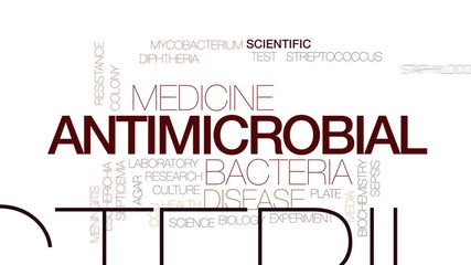 Sticker - Antimicrobial animated word cloud, text design animation. Kinetic typography.