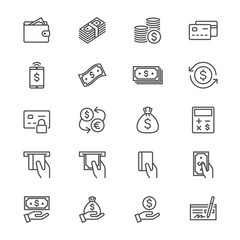 Money thin icons