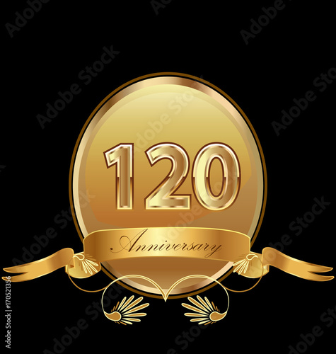Платно 120th golden anniversary birthday seal icon vector