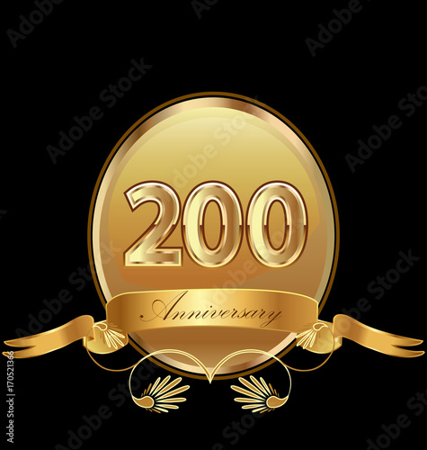 Платно 200th golden anniversary birthday seal icon vector