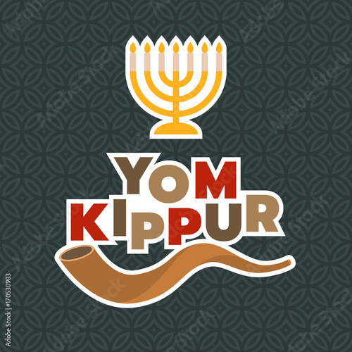 Cuadros en Lienzo menorah and shofar horn for yom kippur of israel new year in rosh hashanah