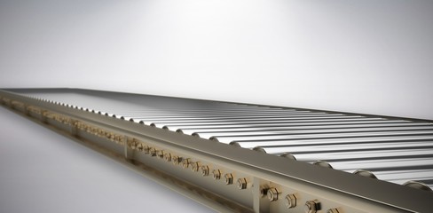 Poster - Composite image of 3d image of empty conveyor belt