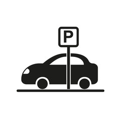 Canvas Print - Car at parking simple icon