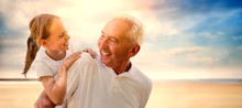 Composite Image Of Grandfather Holding His Grandchild On His